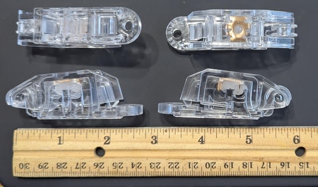 ​I found a bag of these in my front yard. Clear plastic with some copper and grease inside. Very light.