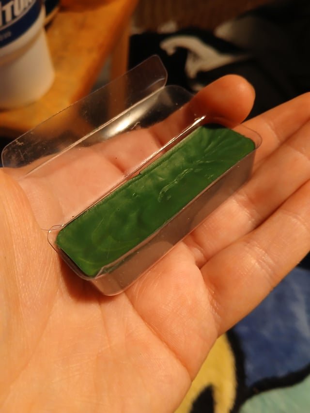 ​Came with a whittling kit; solid, smells and writes like a crayon for the most part