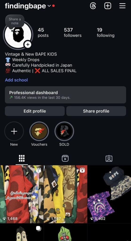 ​I started reselling baby clothes from Japan (BAPE for Kids)