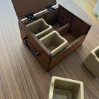 Wooden box with 4 ceramic cups.