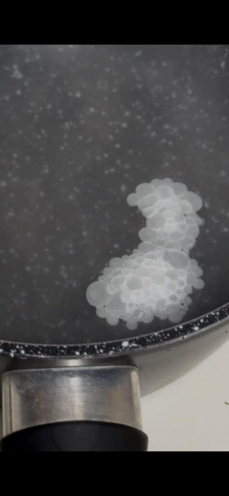 what is this nasty white bubble shaped blob that i found in a pot after i heated up some water for my tea