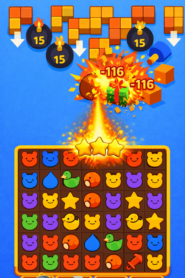 Mixing match-3 with falling obstacles. Does this mechanic make sense?