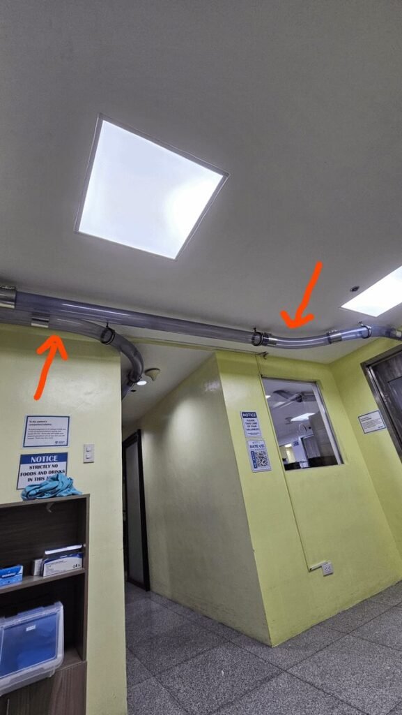 Tubes in the opersting room ceiling