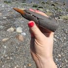 ​Found washed up on Shankill beach, Ireland. Small, pointed shape, rusty metal, set into some kind of stone. Heavy but only about 5/6 inches long, what is this?