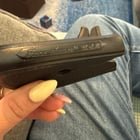 ​Flexible, thick black rubber. One has an 8, the other is a 9 but they seem identical so maybe not sizes? The side says Face Saver (r) U.S.A. Found in a pile of random stuff in my home office.