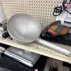 ​Large aluminum bowl with handle. Found at a thrift store. The bowl part is about 10 inches across handle about 15 inches long.