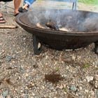 ​Approximately 4’ in diameter, 1-2” thick cast iron extremely heavy duty the bottom is open on the ground or I guess that would be the top as the markings are upside down, markings include serial number? And a letter B or number 8.